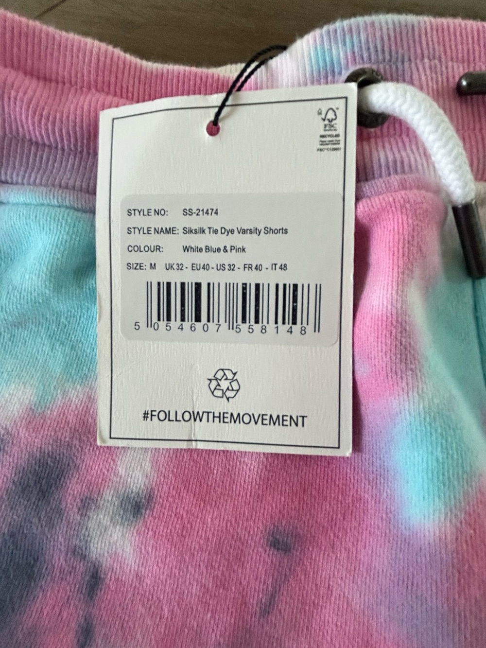 Tie-Dye Pink & Aqua Athletic Men’s Shorts - Picture 2 of 3